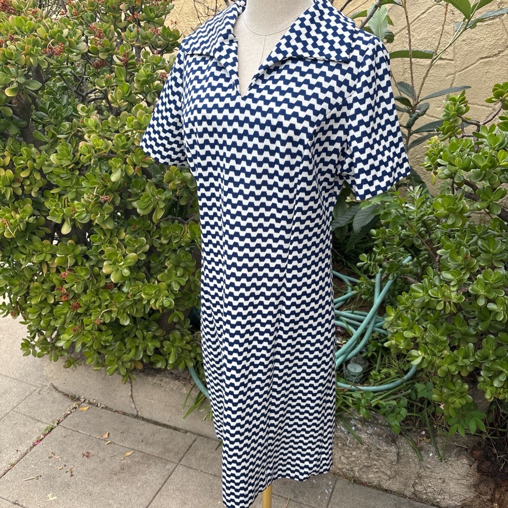 VTG 60s Mann Mate Mod Zigzag Midi Dress